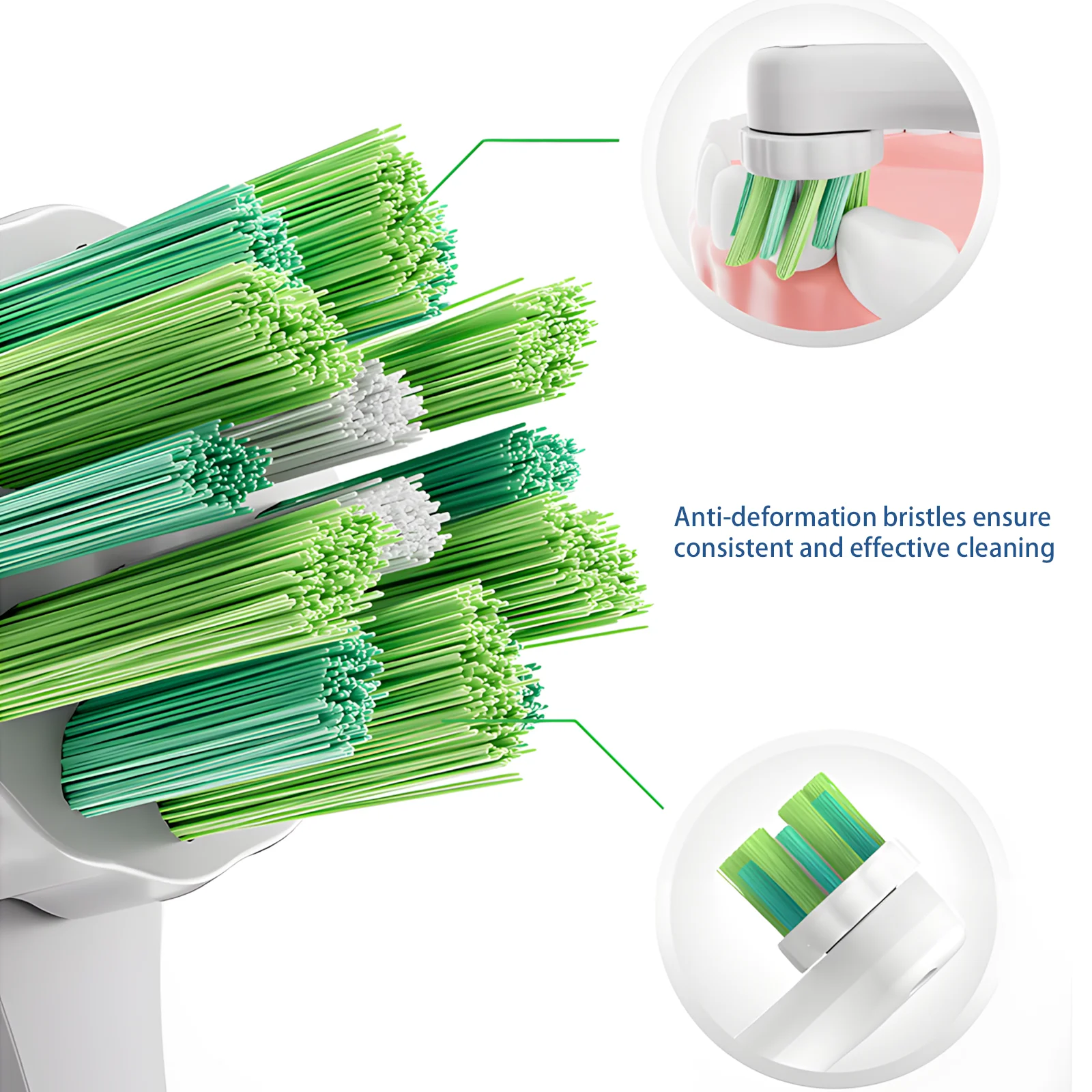 Grin Teeth ET 2 – Anti Deformation Bristles for Lasting Power Grin Teeth ET 2 toothbrush head with dense, anti-deformation bristles designed for stable and effective plaque removal