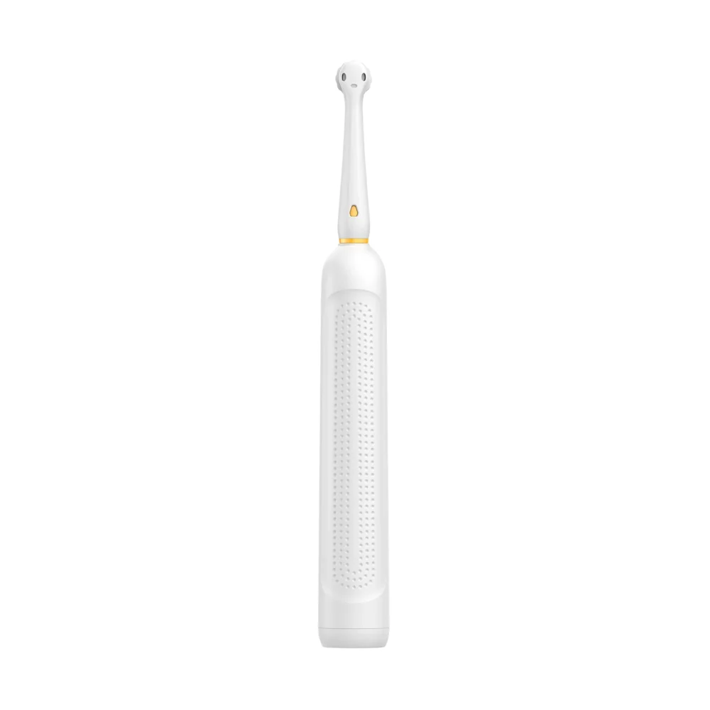 Back view of oscillating electric toothbrush with non-slip textured grip