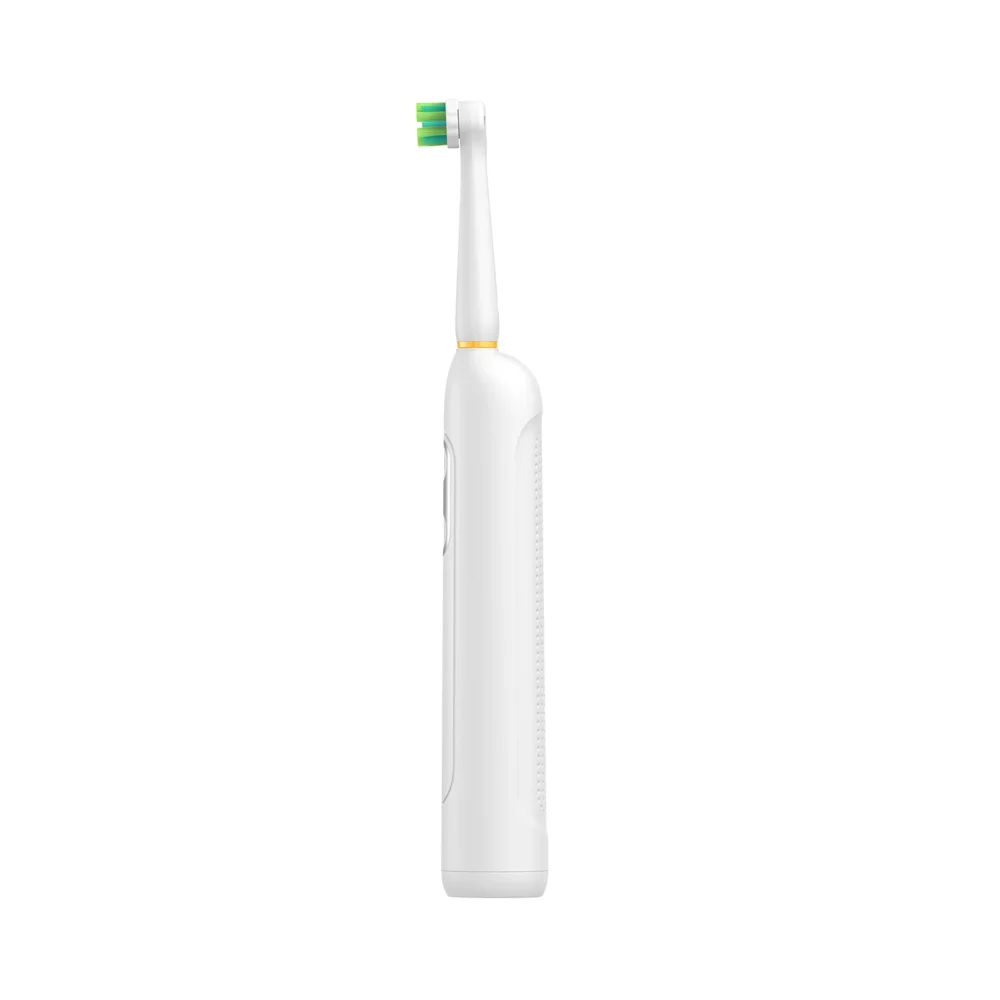 Side profile of oscillating electric toothbrush with textured grip