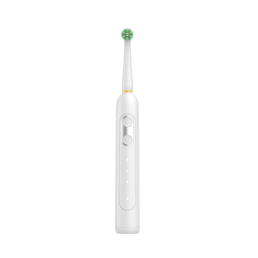 Oscillating electric toothbrush with round brush head for deep cleaning