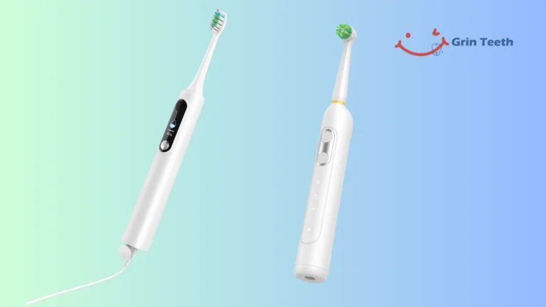 Sonic vs oscillating toothbrushes shown side by side with product details and design contrast