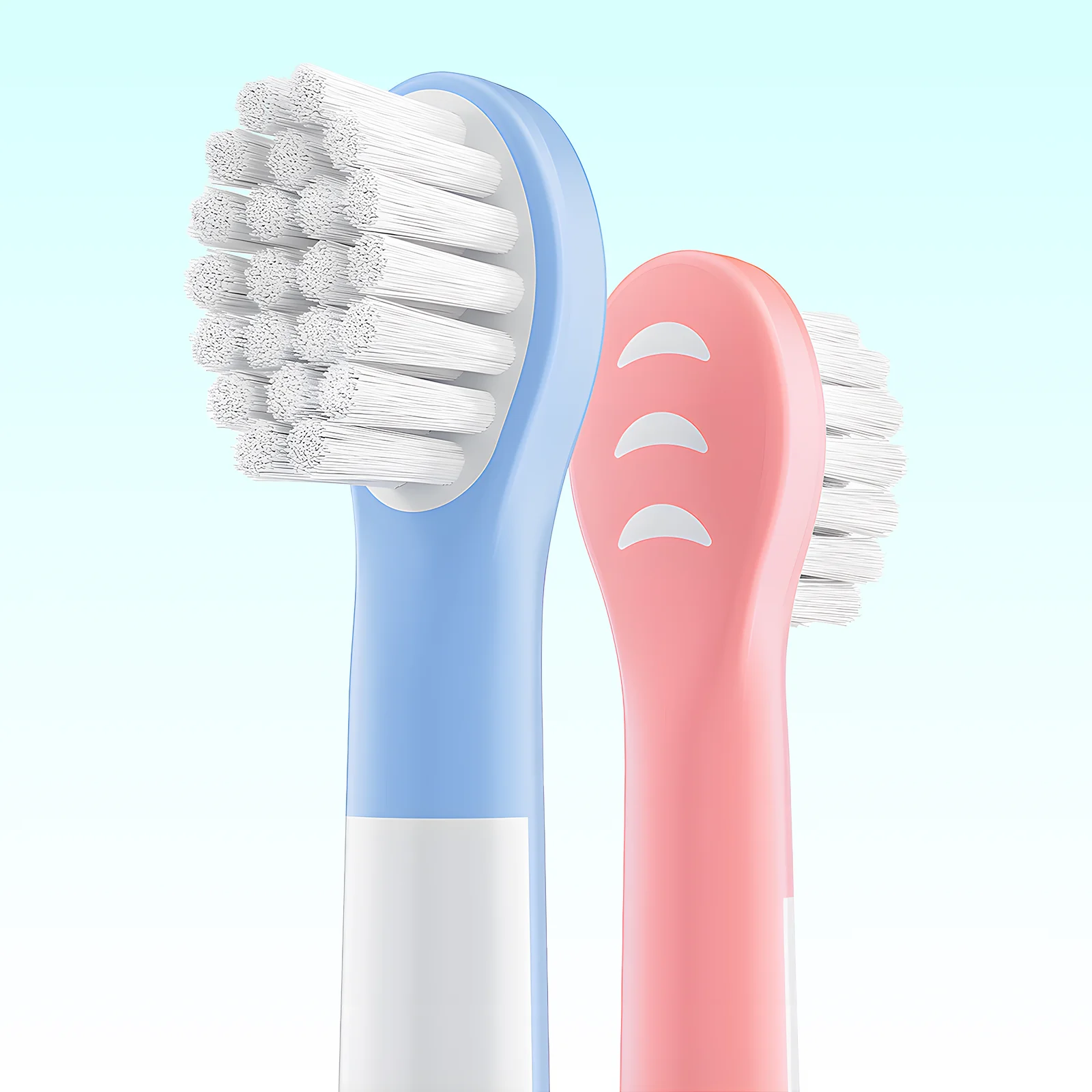 Grin Teeth ET 4 – Food Grade Odorless Non Toxic Brush Head Close-up of Grin Teeth ET 4 toothbrush heads made of non-toxic, odorless, FDA-approved food-grade material