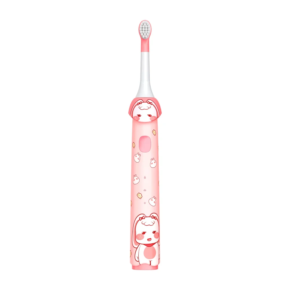 Pink Kids' Sonic Toothbrush for Girls Ages 5–9 with cute bunny design and soft bristles