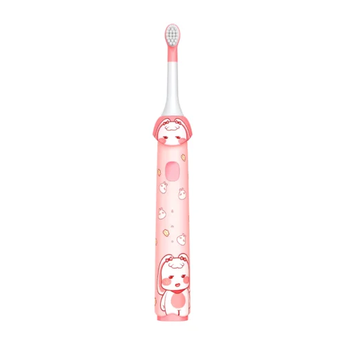 Pink Kids' Sonic Toothbrush for Girls Ages 5–9 with cute bunny design and soft bristles