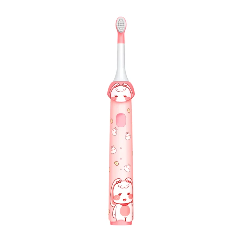 Pink Kids' Sonic Toothbrush for Girls Ages 5–9 with cute bunny design and soft bristles