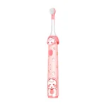 Angled view of Grin Teeth ET 4B Kids’ Sonic Toothbrush with bunny face and soft bristles