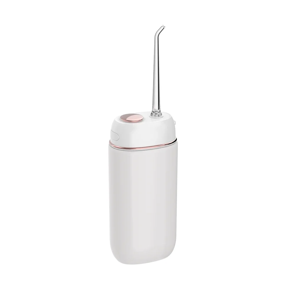 Portable water flosser Grin Teeth WF 3A with sleek white body and rose gold button