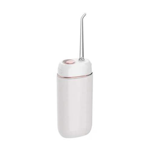 Portable water flosser Grin Teeth WF 3A with sleek white body and rose gold button