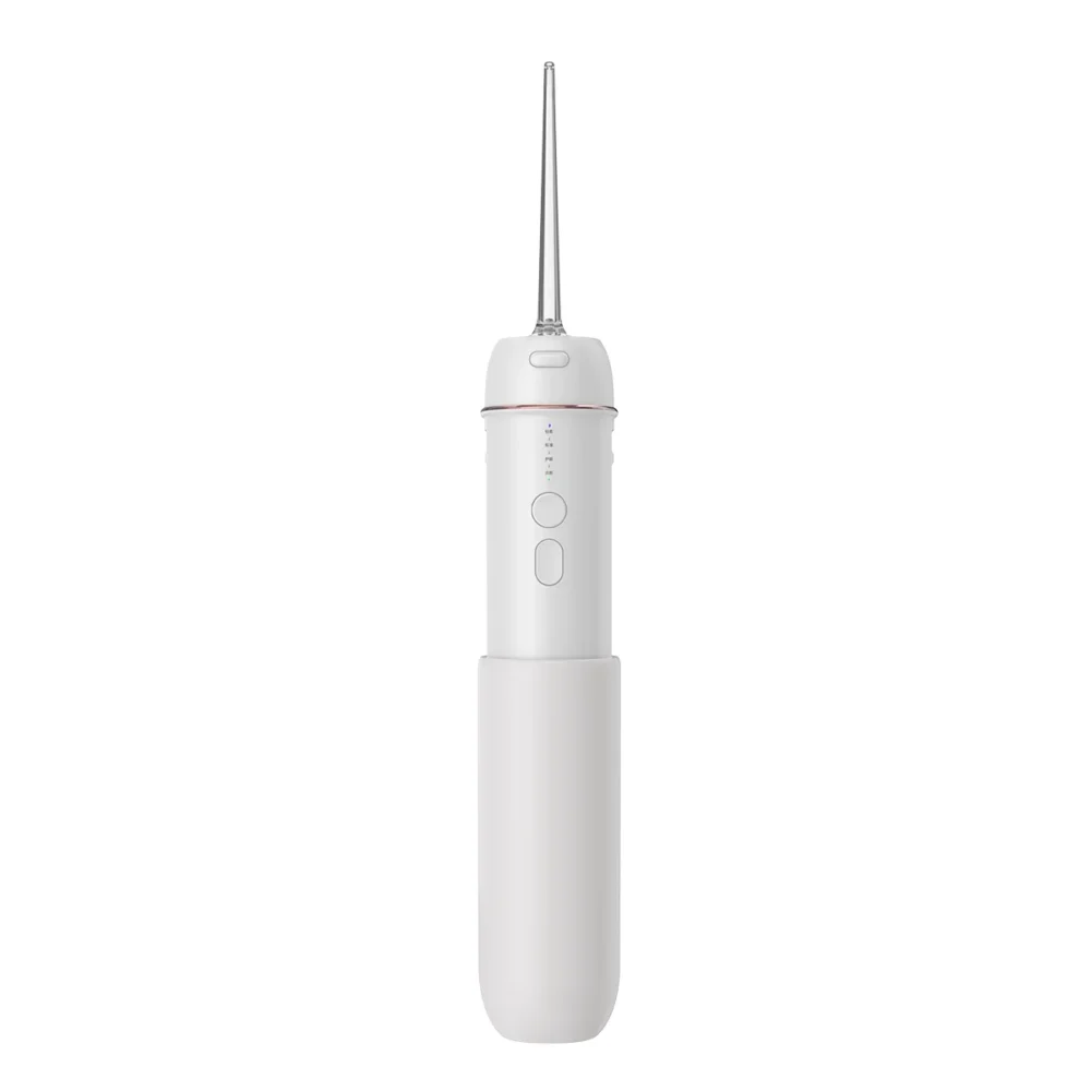 Full front view of Grin Teeth WF 3A portable water flosser with control buttons and LED mode indicators