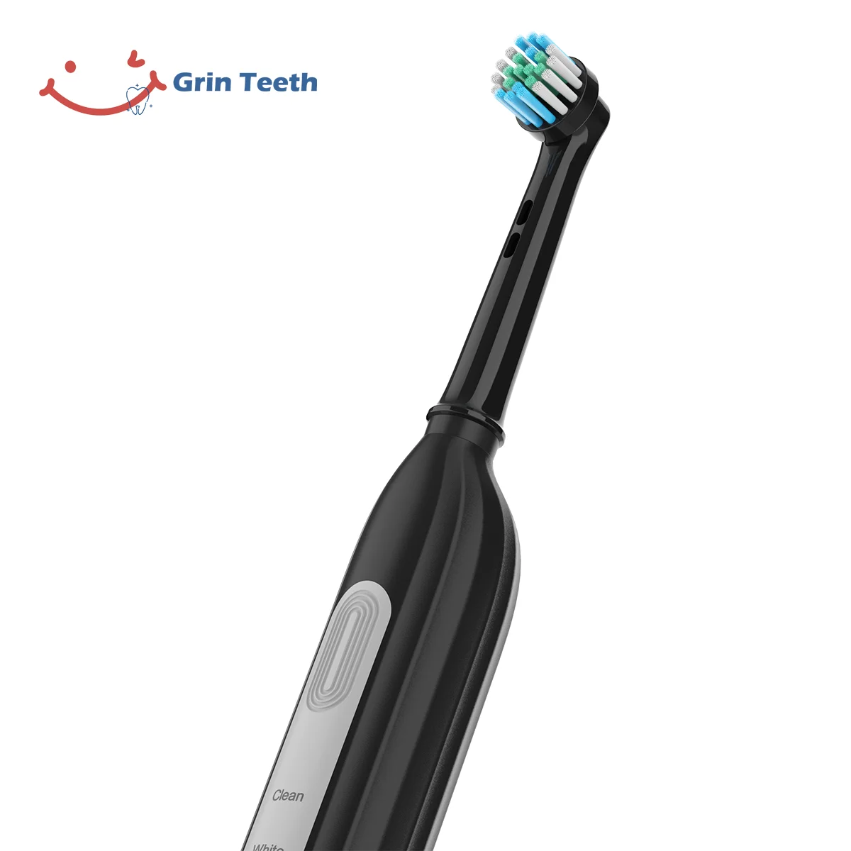 Close-up view of Grin Teeth ET 6C rotating head electric toothbrush with quiet brushing