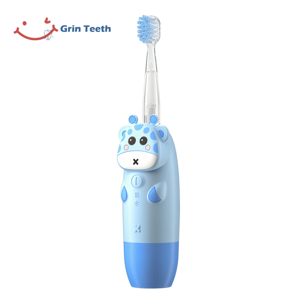 Side angle of Blue Cartoon Giraffe Electric Toothbrush for Boys – ET 8B