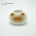 Ceramic cute single-slot toothbrush holder with cat face design