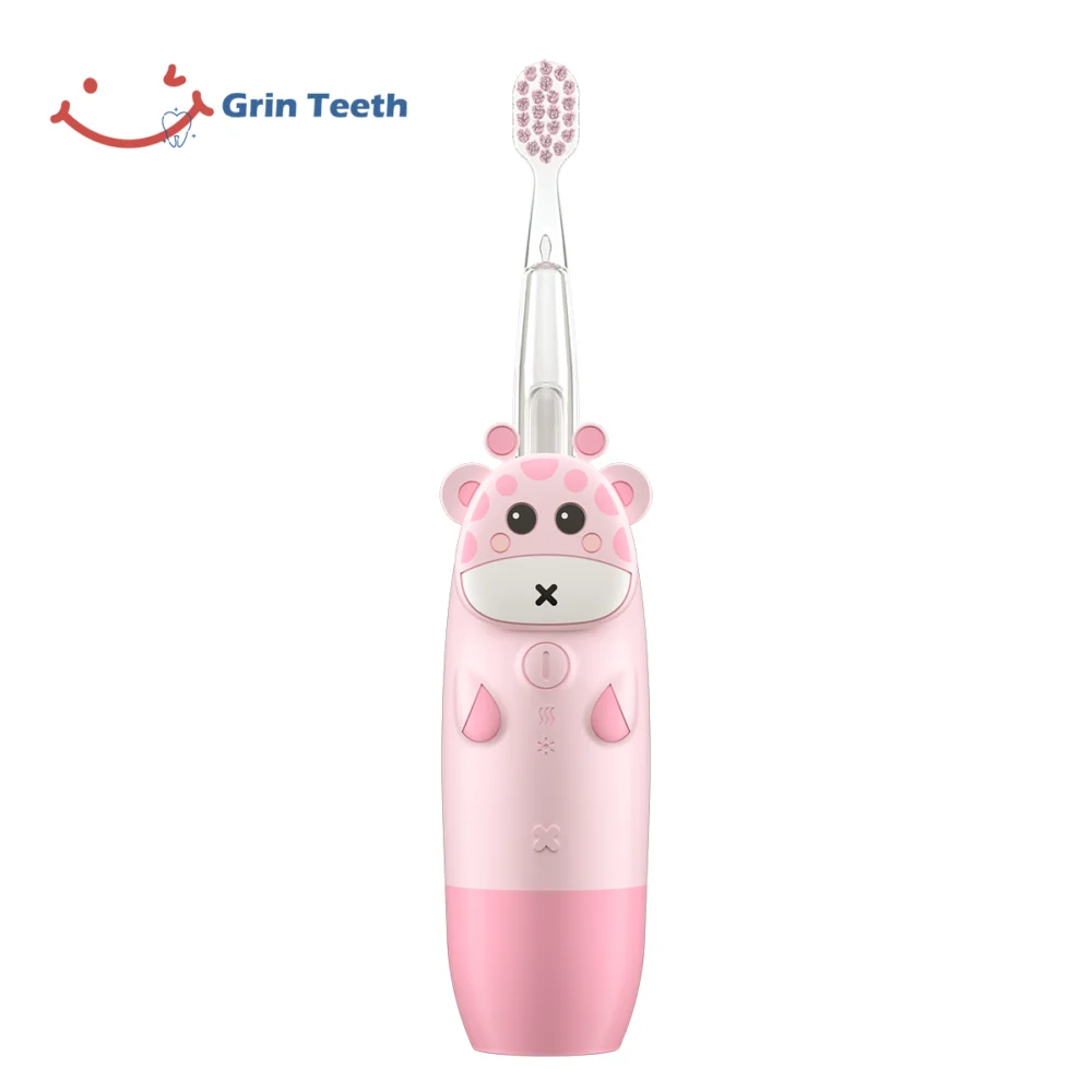 Front view of Pink Cartoon Giraffe Electric Toothbrush for Girls – ET 8C