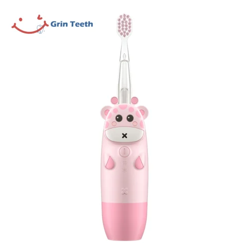 Pink Cartoon Giraffe Electric Toothbrush for Girls – ET 8C Front view of Pink Cartoon Giraffe Electric Toothbrush for Girls – ET 8C
