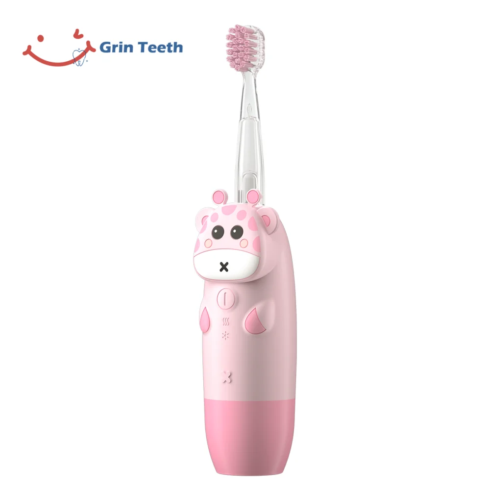 Side view of Pink Cartoon Giraffe Electric Toothbrush for Girls – ET 8C