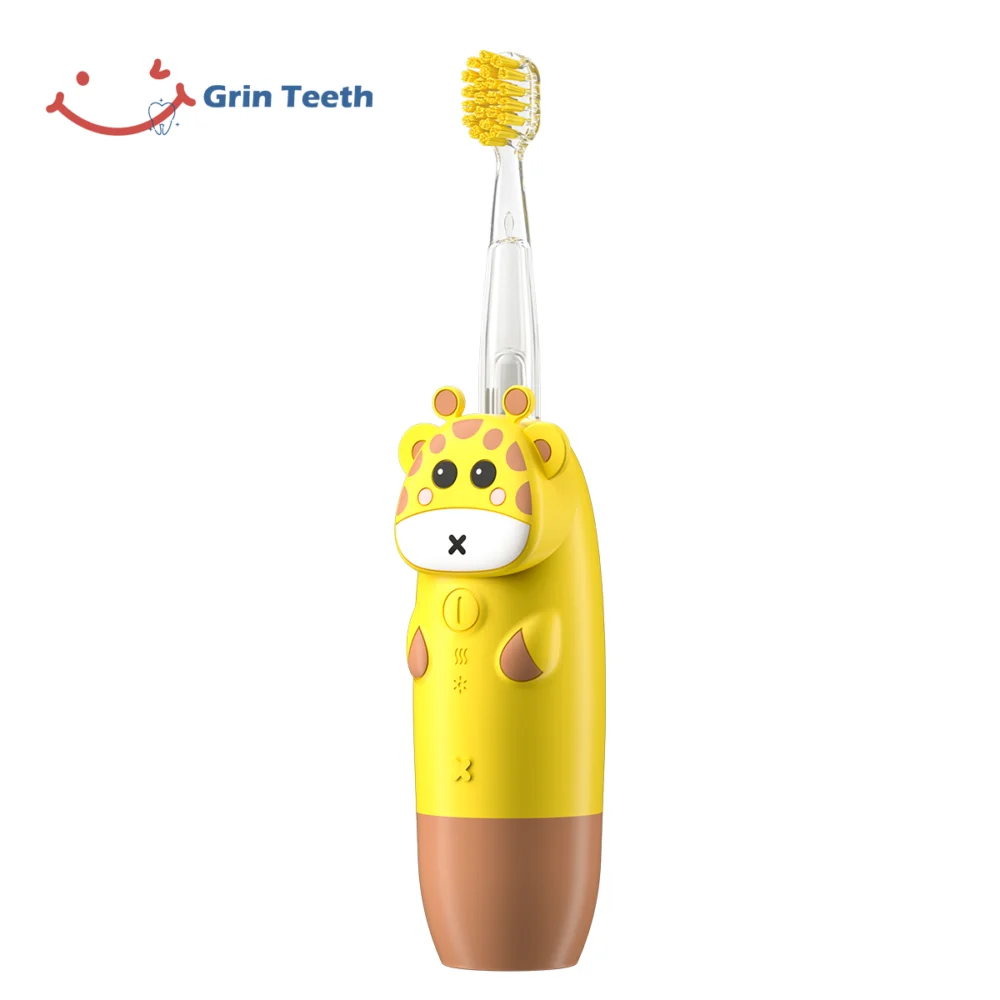 Side view of Yellow Cartoon Giraffe Electric Toothbrush for Kids – ET 8A
