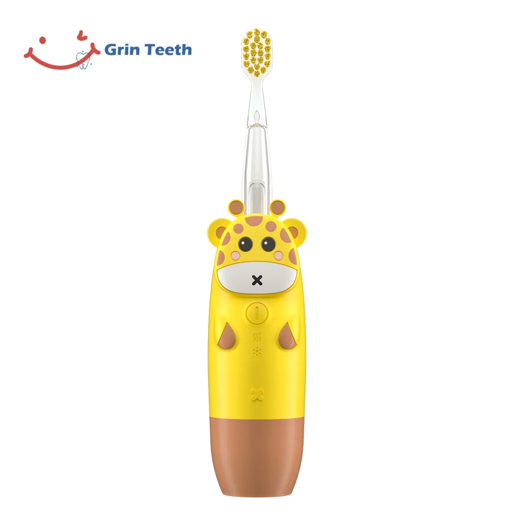 Grin Teeth ET 8A yellow cartoon giraffe electric toothbrush for kids