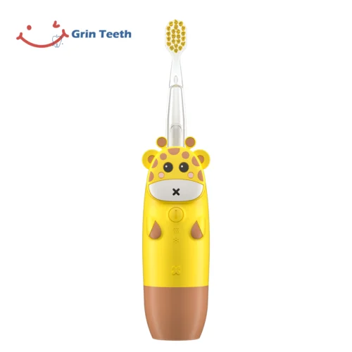 Yellow Cartoon Giraffe Electric Toothbrush for Kids – ET 8A Grin Teeth ET 8A yellow cartoon giraffe electric toothbrush for kids