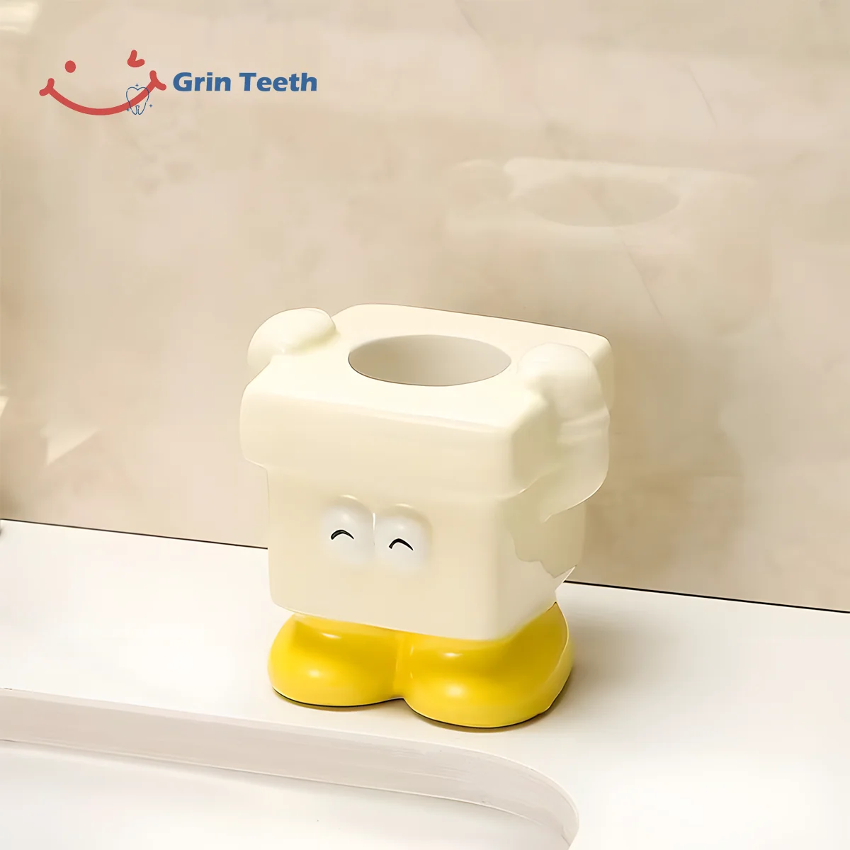 Childs Toothbrush Holder – Cute Sink Side Brushing Buddy Child’s toothbrush holder placed by the sink, adding charm and routine to kids’ daily brushing time.