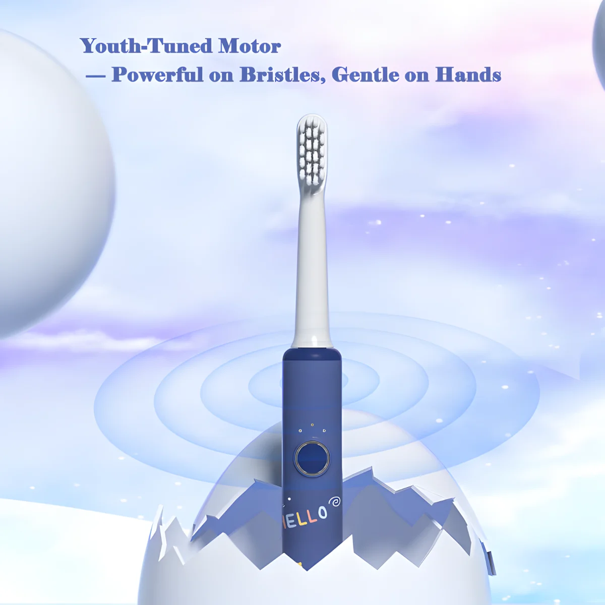 Grin Teeth ET 9 electric toothbrush for teens with braces, featuring youth-tuned sonic motor that’s powerful on bristles yet gentle in hand