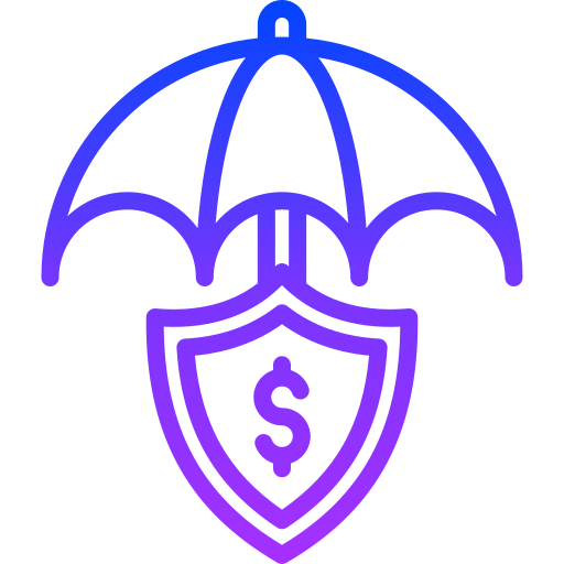 Secure Payment Grin Teeth secure payment icon with umbrella and shield dollar sign