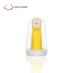 Infant finger toothbrush with ultra-soft short bristles in a hygienic travel case; BPA-free, flexible, gentle on gums.