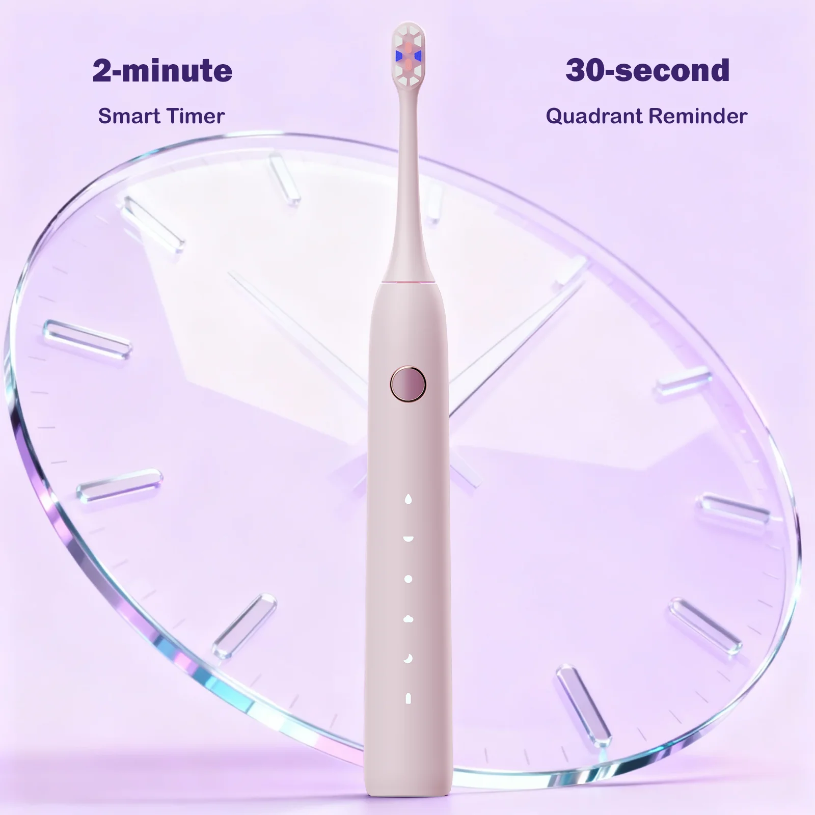 Grin Teeth ET 3 toothbrush with built-in 2-minute timer and 30-second quadrant reminders