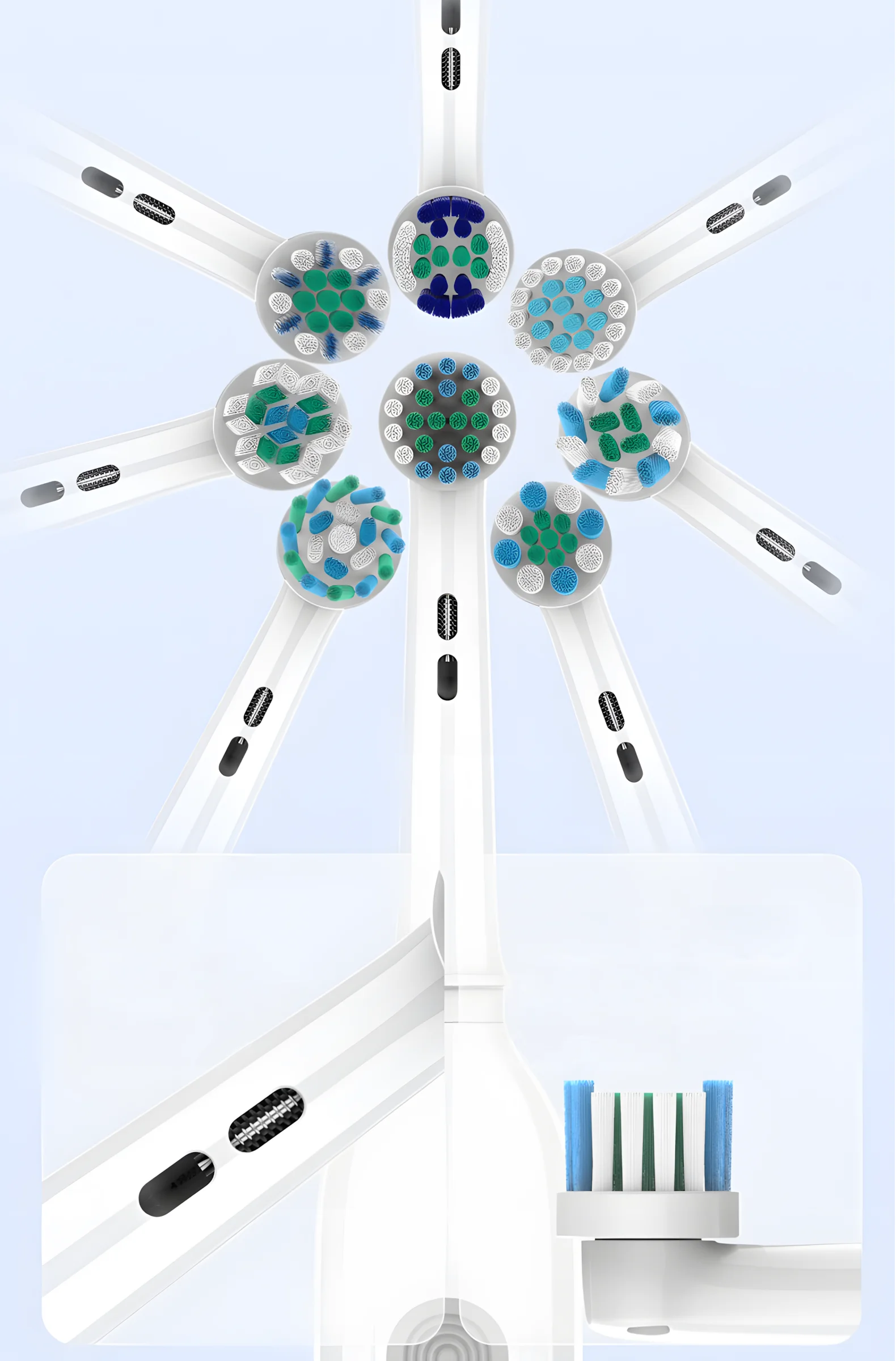 Grin Teeth ET 6 rotating oscillating electric toothbrush with multi-angle brush heads for full-mouth coverage