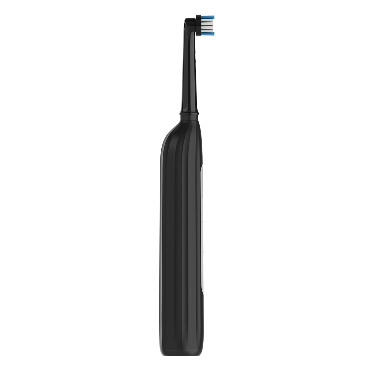 Quiet Rotating Head Electric Toothbrush Design ET 6C Back view of Grin Teeth ET 6C rotating head electric toothbrush with quiet motor and black minimalist body
