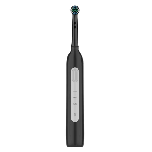 Grin Teeth ET 6C rotating head electric toothbrush with quiet motor and black minimalist design
