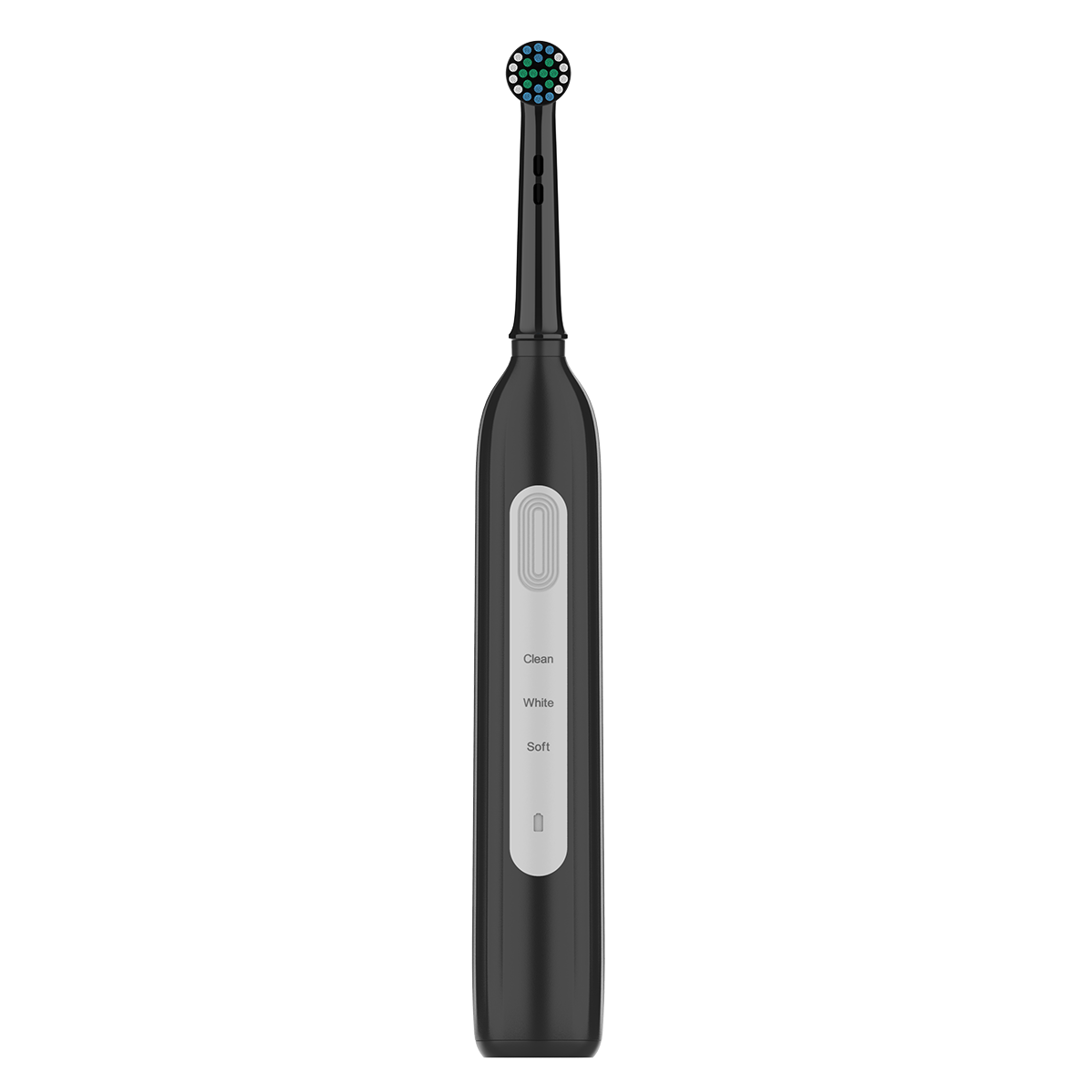 Grin Teeth ET 6C rotating head electric toothbrush with quiet motor and black minimalist design