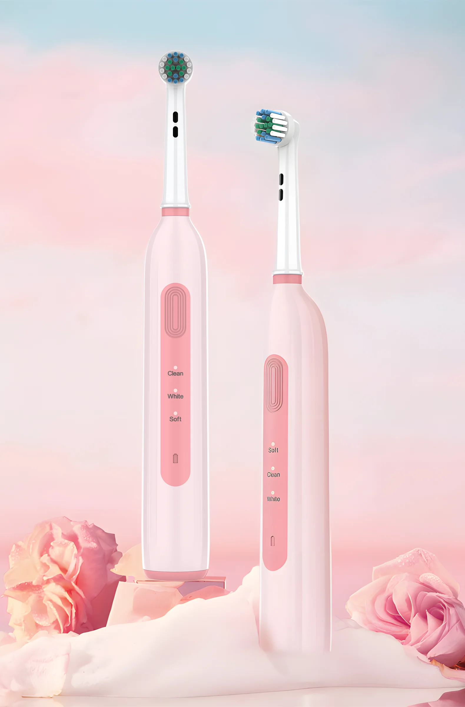 Grin Teeth ET 6 rotating oscillating electric toothbrush set with quiet brushing modes, soft bristles and elegant design